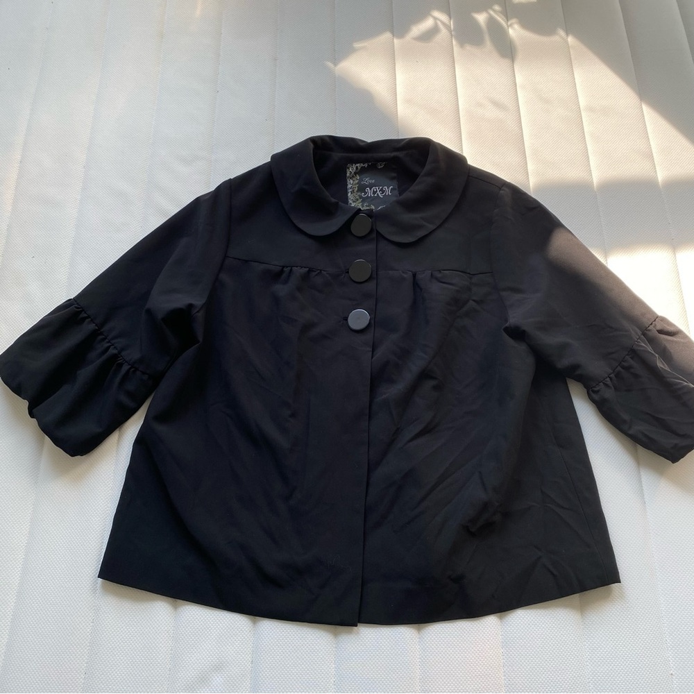 MXM Black Peter Pan Collar Peacoat Jacket